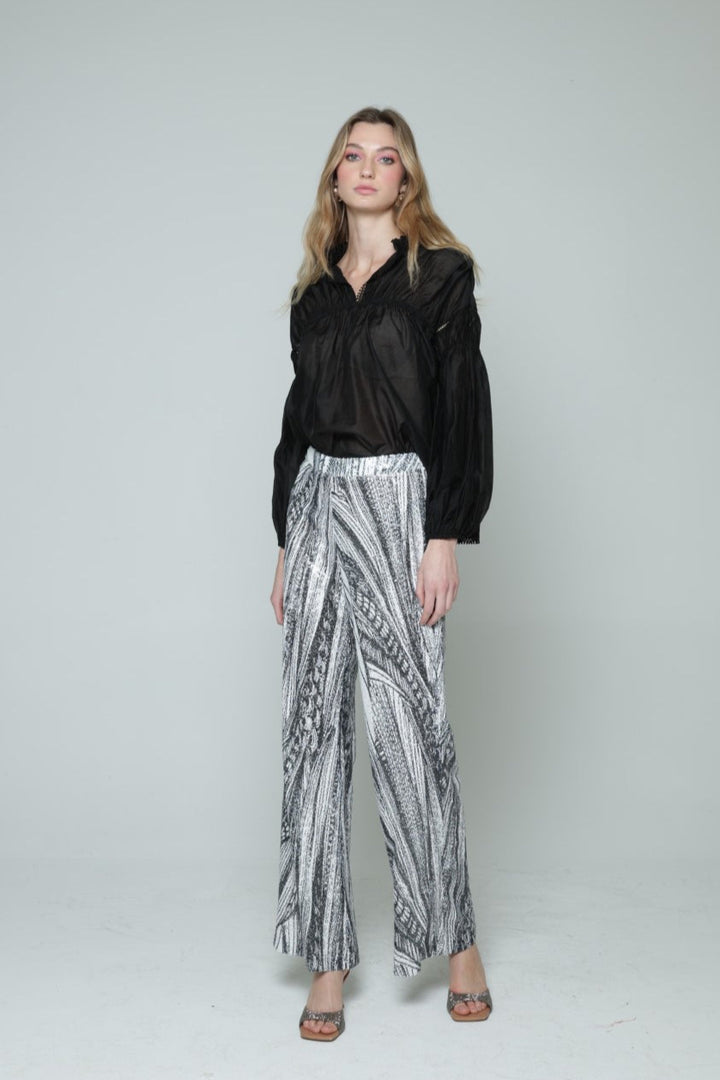 Black&White Dahlia Sequins Trousers