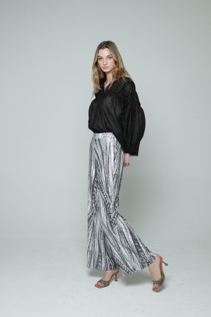 Black&White Dahlia Sequins Trousers