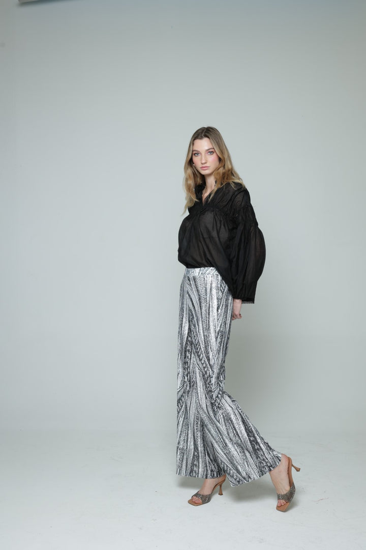 Black&White Dahlia Sequins Trousers