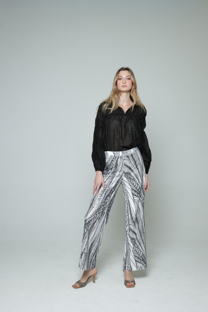 Black&White Dahlia Sequins Trousers