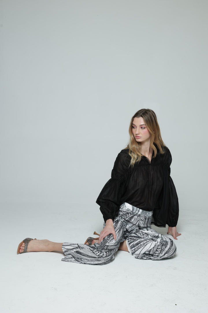 Black&White Dahlia Sequins Trousers