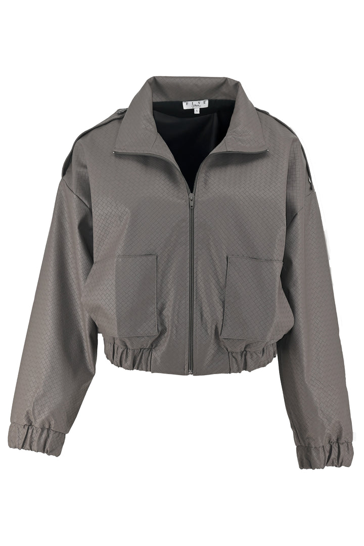 Slick Eco-Leather Grey Bomber