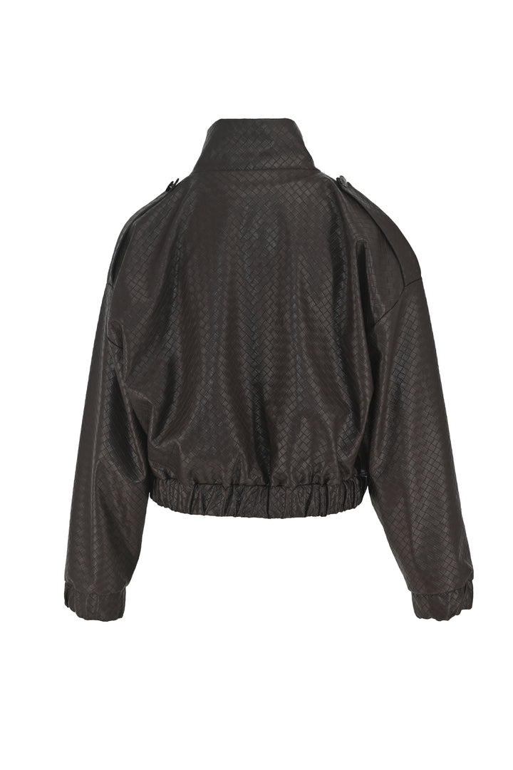 Slick Eco-Leather Brown Bomber