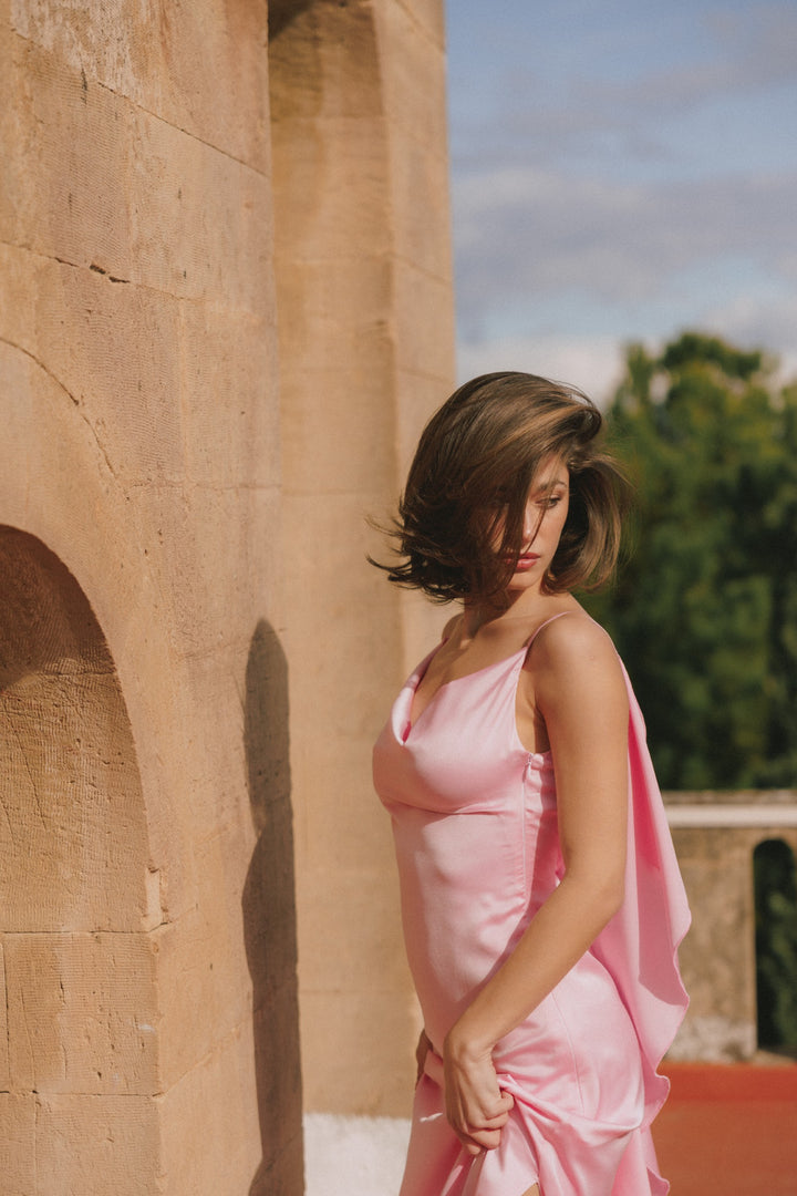 Charm Pink Satin Dress