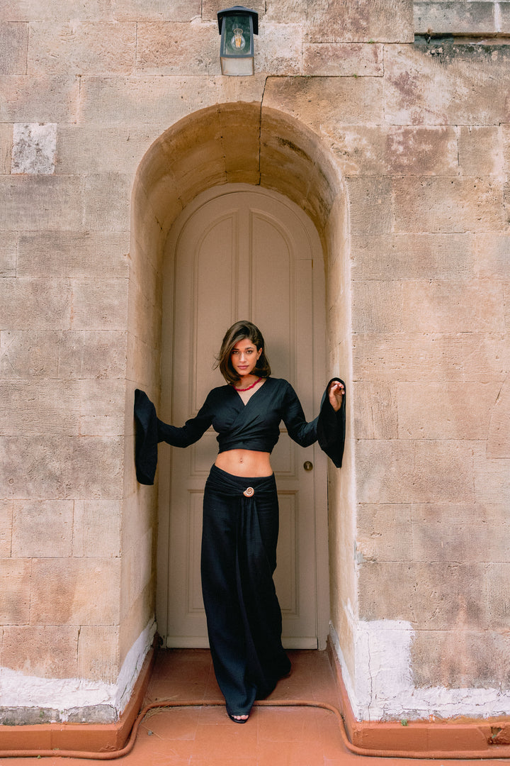 Coral Black Trousers