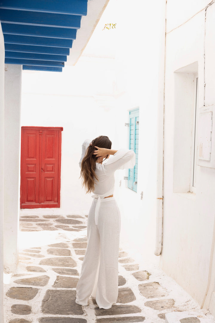 Coral White Trousers