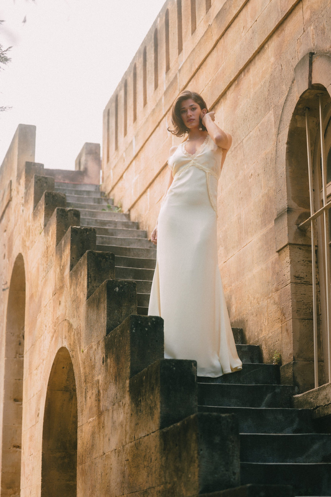 Again Butter Yellow Satin Dress