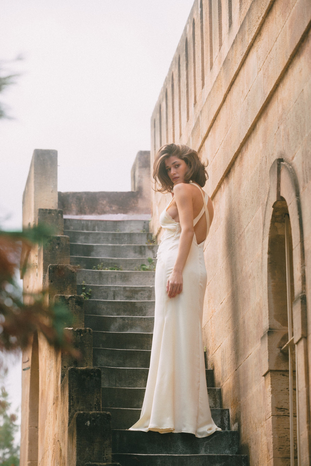 Again Butter Yellow Satin Dress