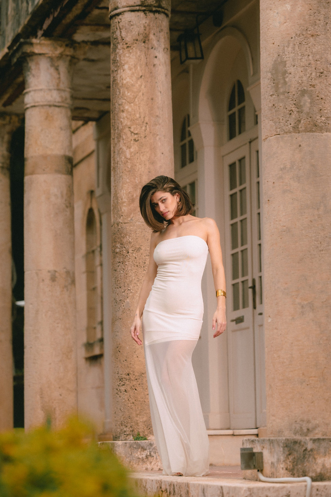 Eve Strapless Butter Yellow Dress
