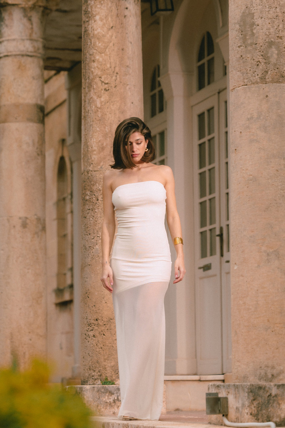 Eve Strapless Butter Yellow Dress