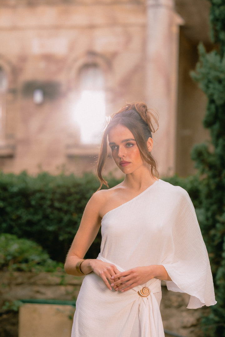 Coral White Dress
