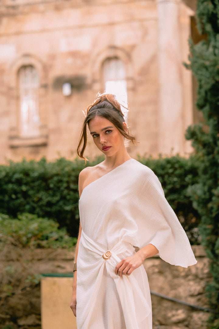 Coral White Dress