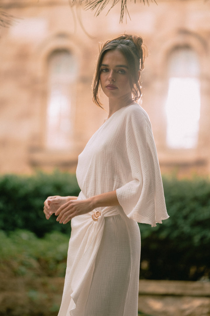 Coral White Dress