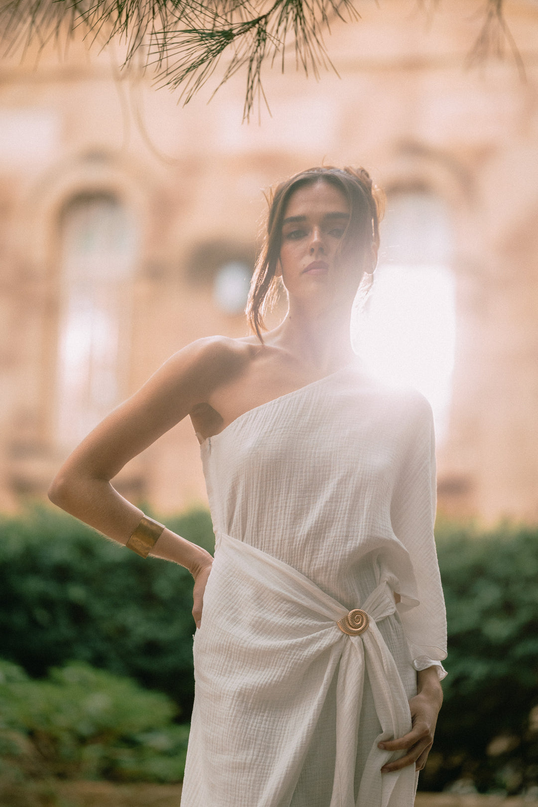 Coral White Dress
