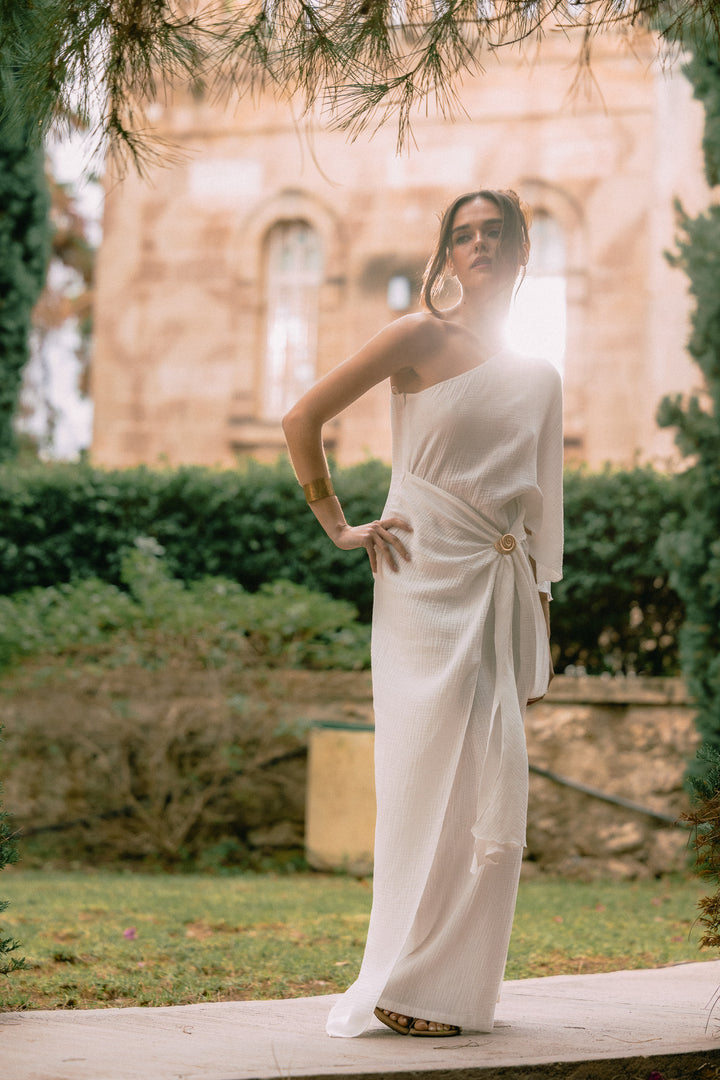 Coral White Dress