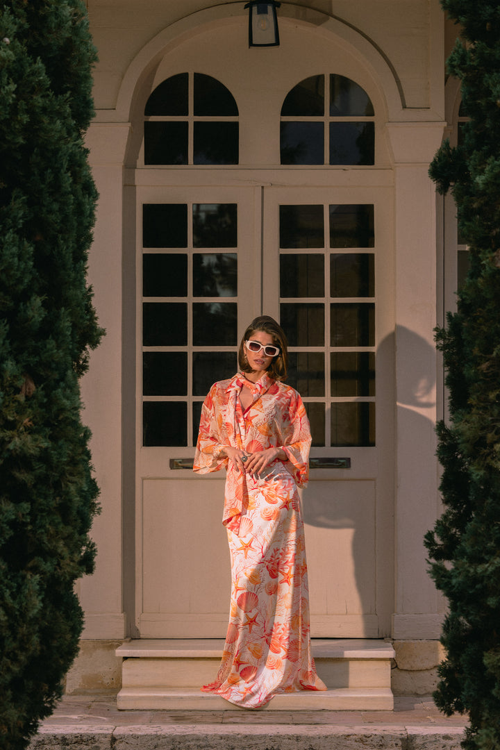 After Orange Print Skirt
