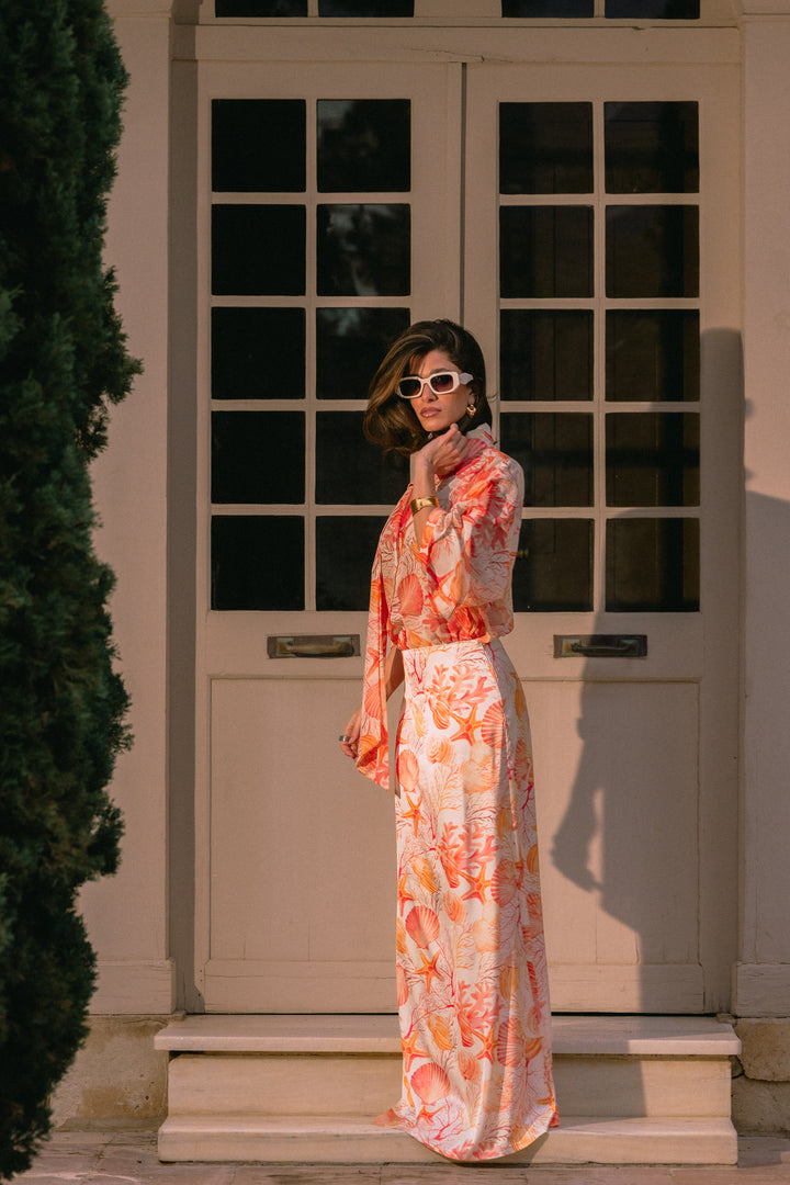 After Orange Print Skirt