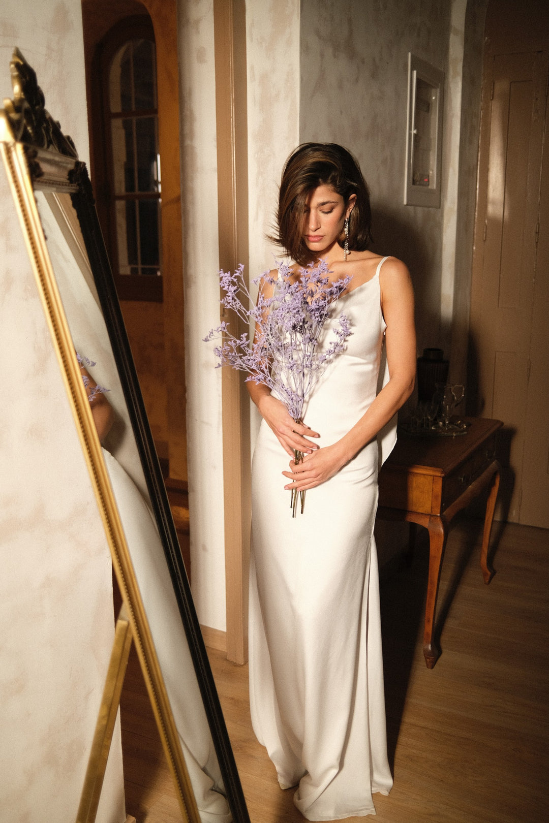 Charm White Satin Dress