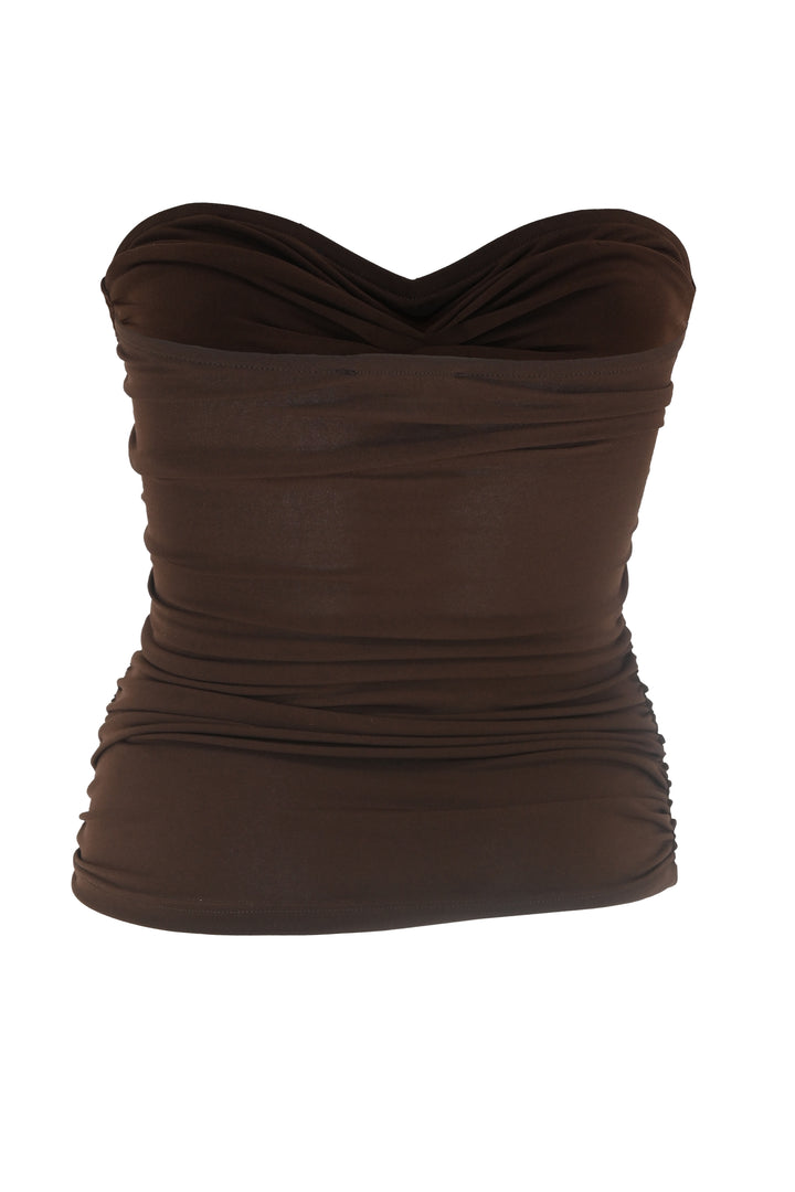 Coral Brown Strapless Top