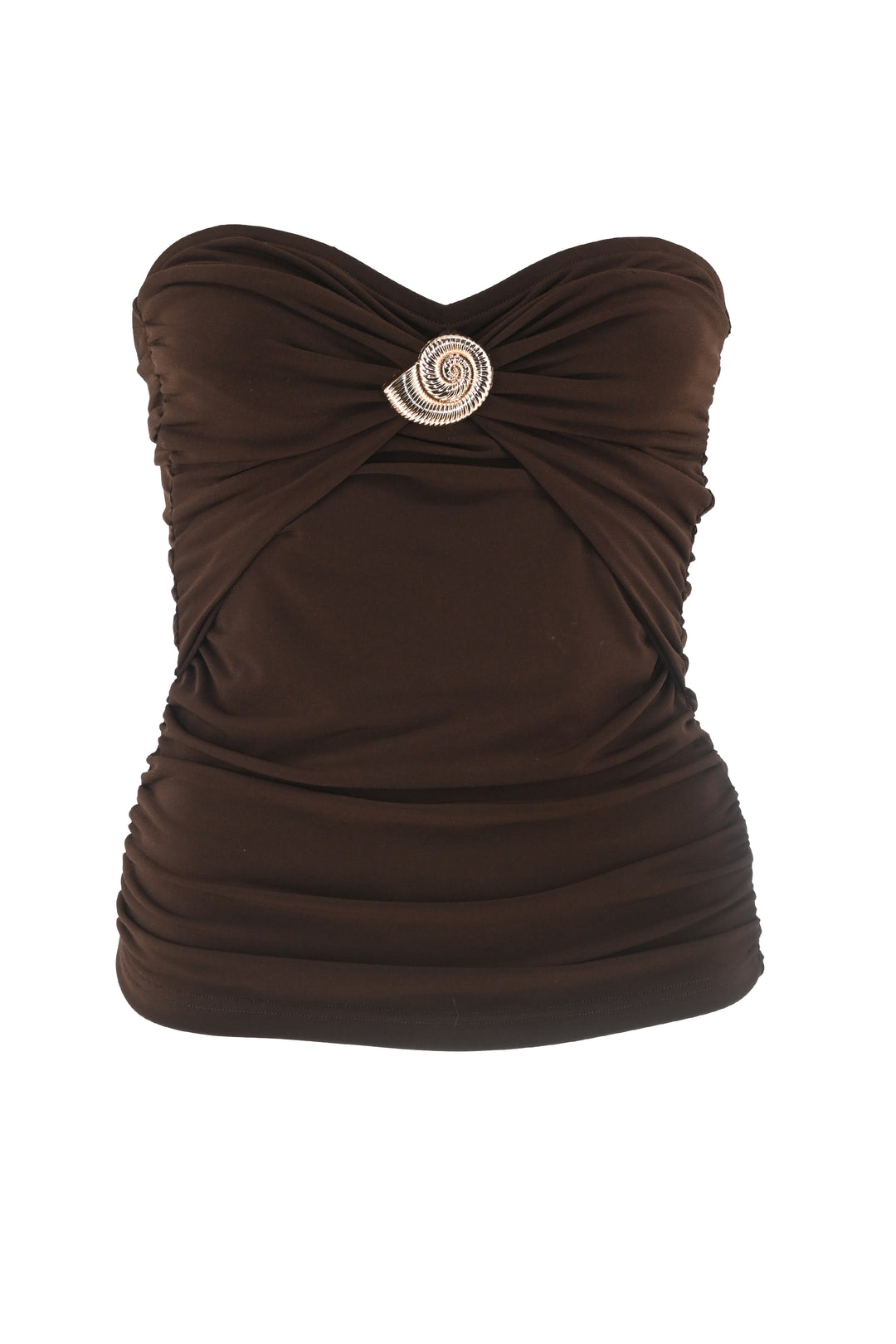 Coral Brown Strapless Top