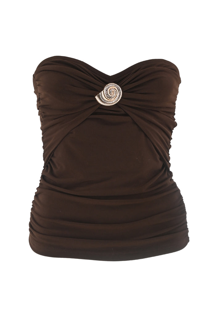 Coral Brown Strapless Top