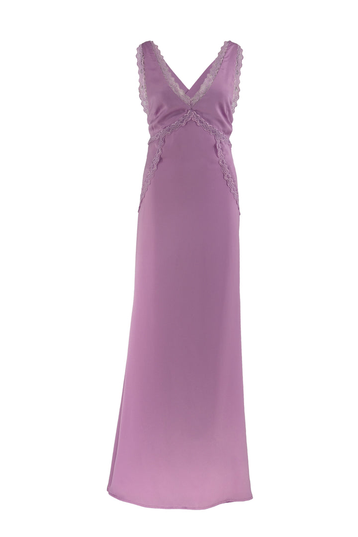 Again Lilac Satin Dress