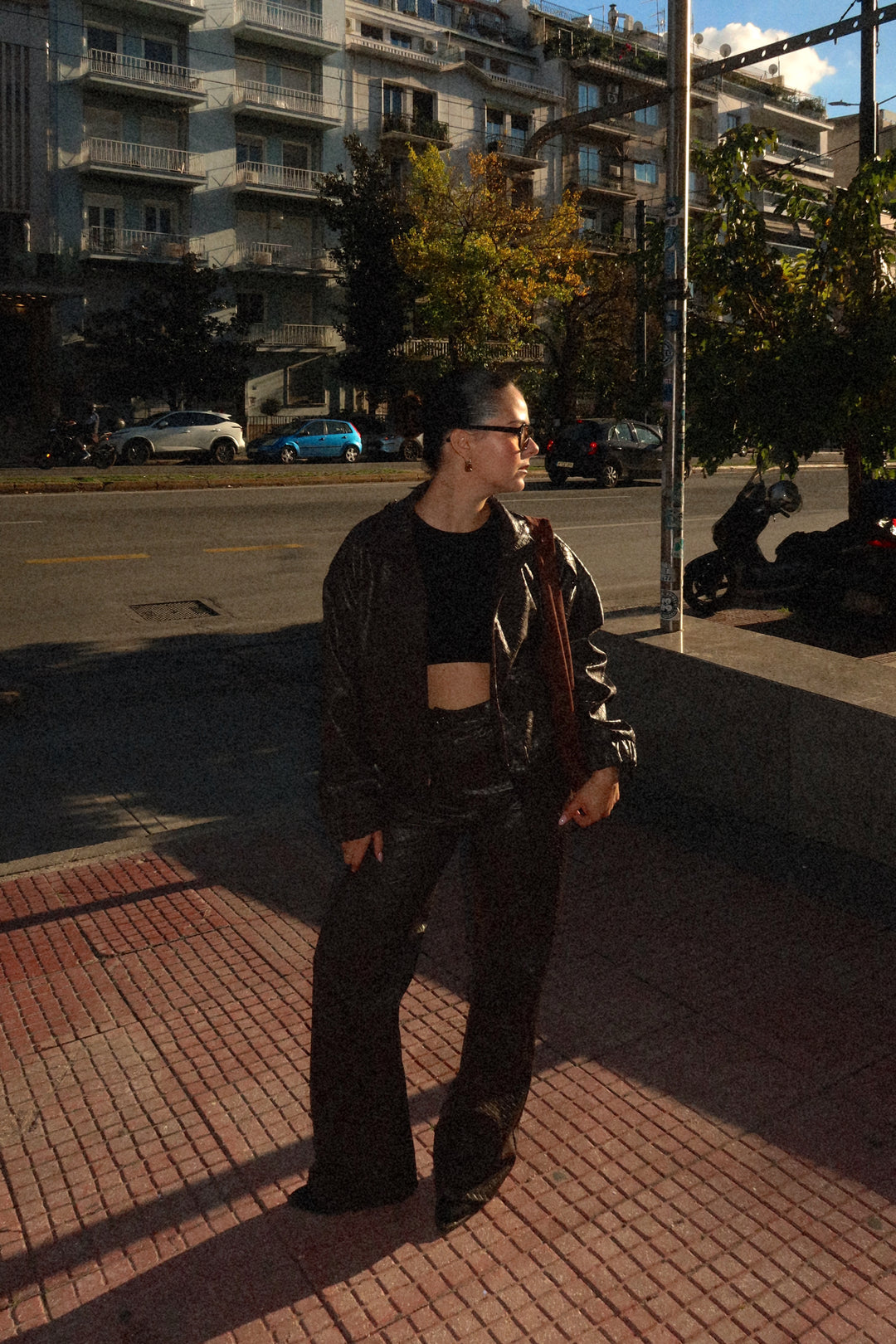 Slick Eco-Leather Brown Trousers