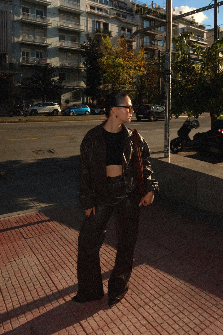 Slick Eco-Leather Brown Trousers