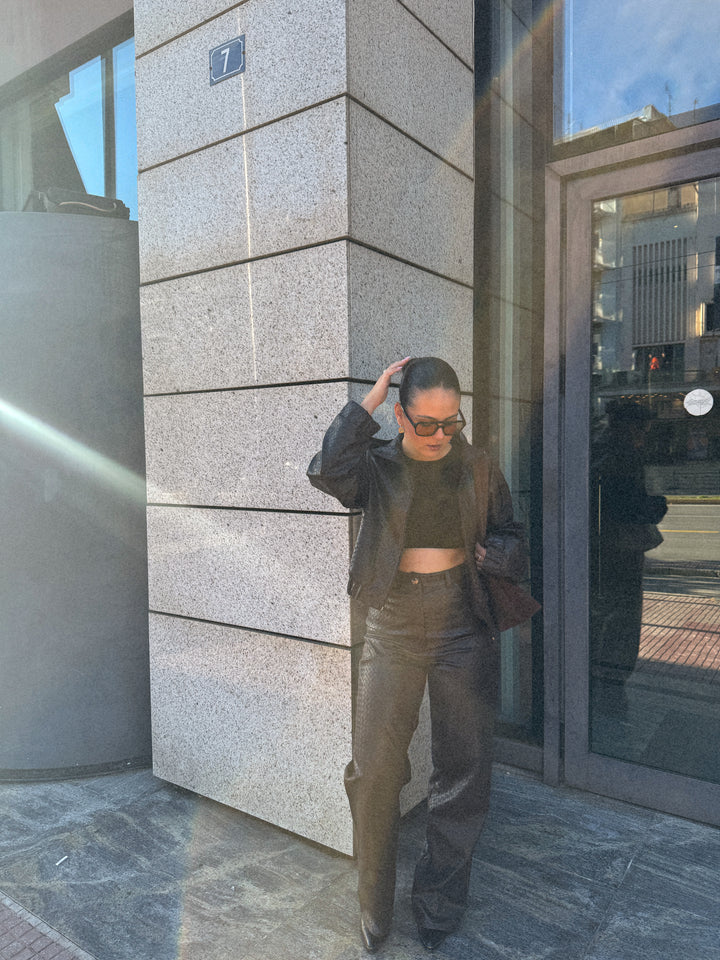 Slick Eco Leather Brown Set