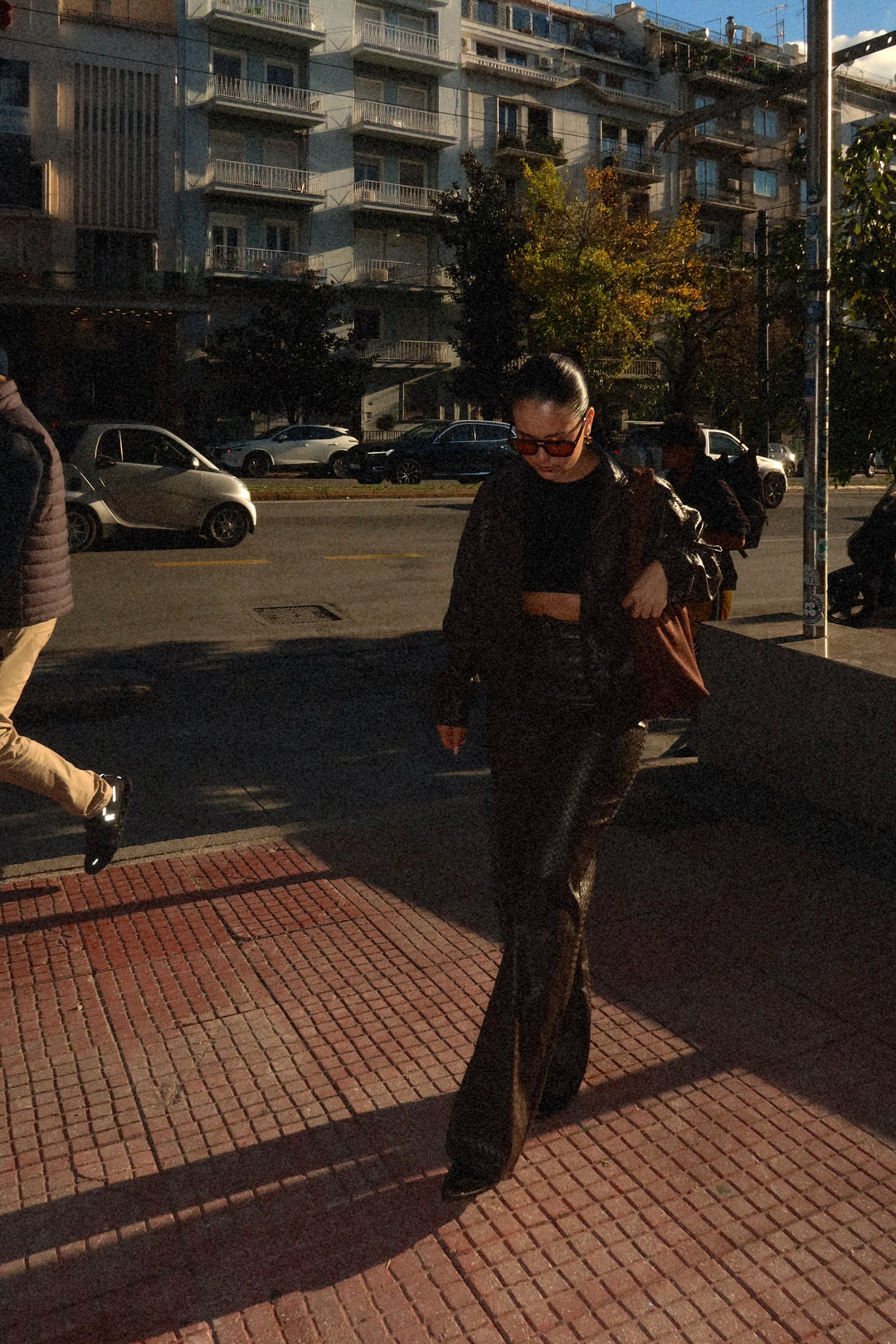 Slick Eco-Leather Brown Trousers