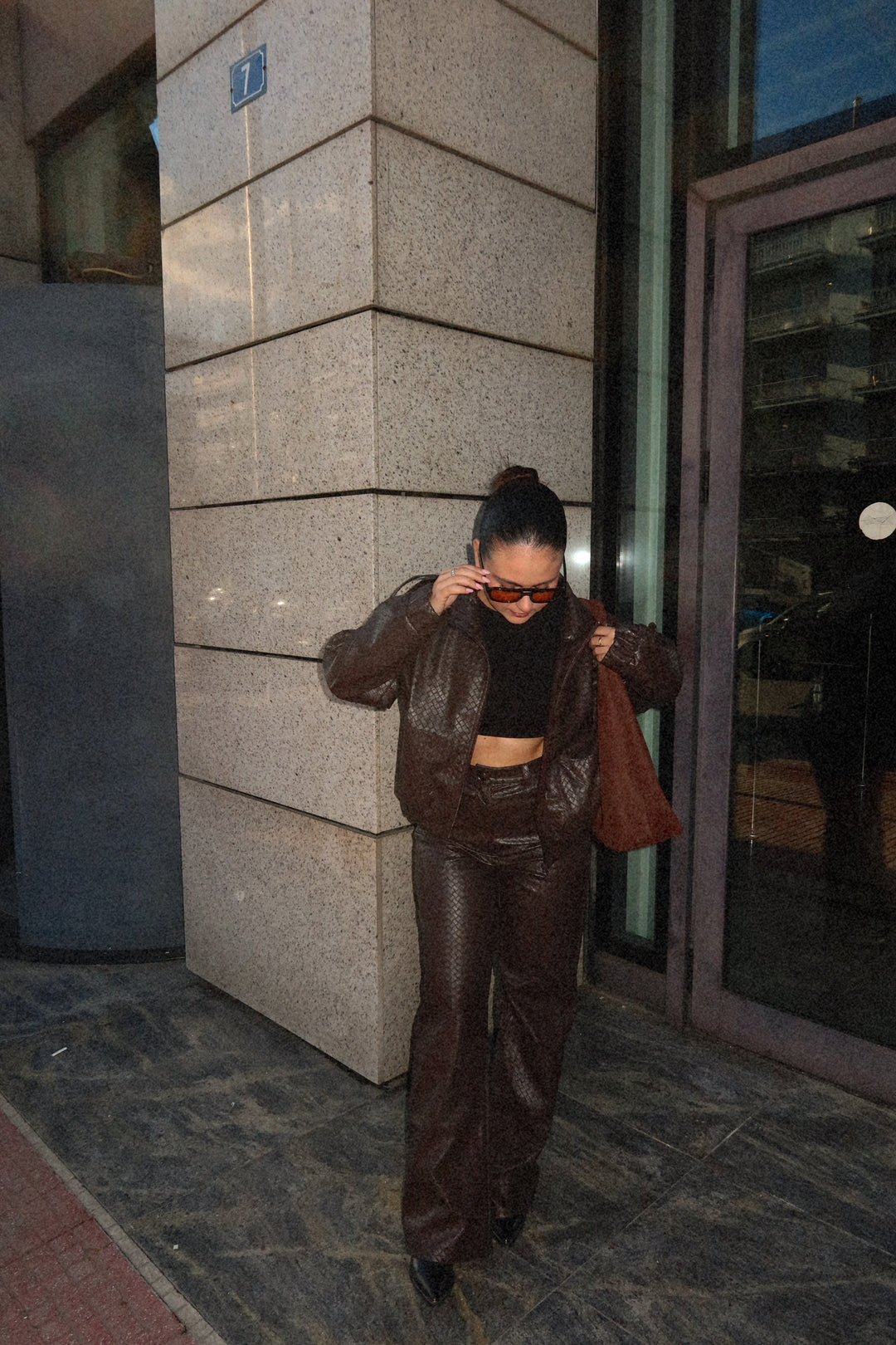 Slick Eco-Leather Brown Trousers