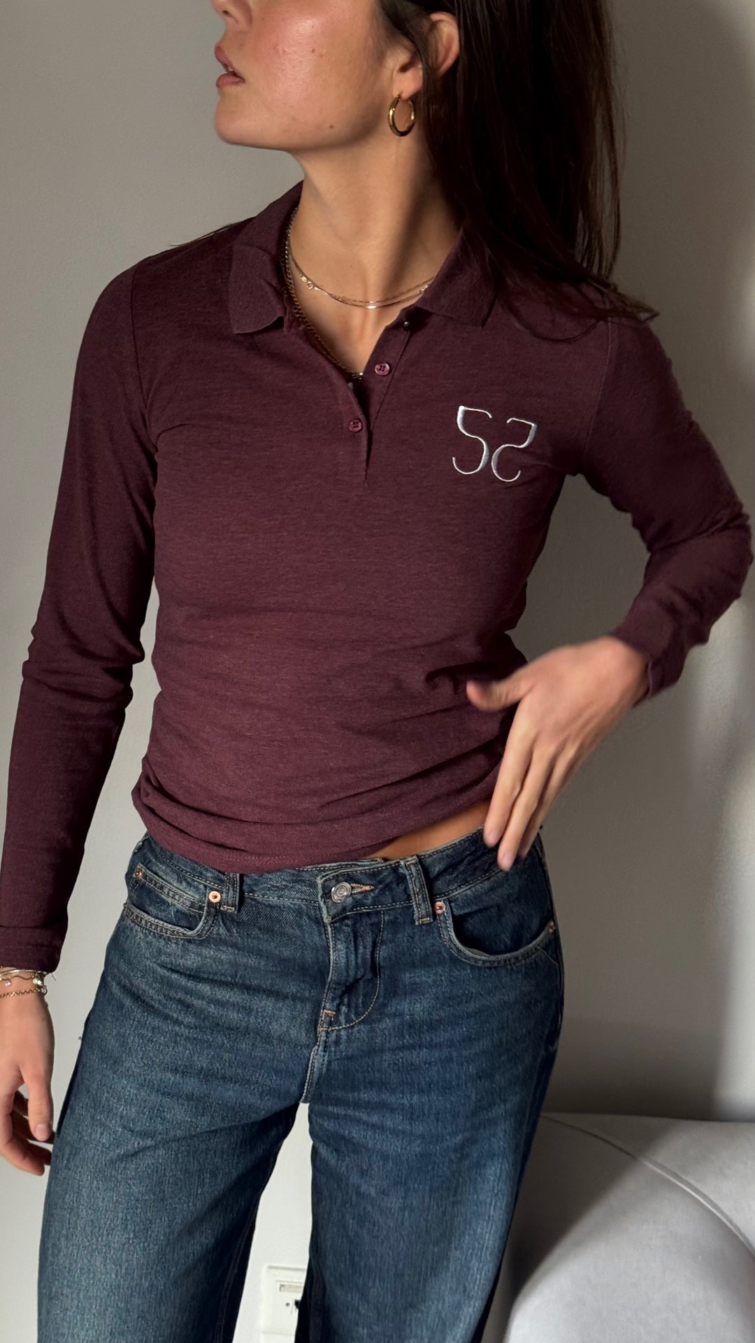 5pm Burgundy Long-sleeve Polo